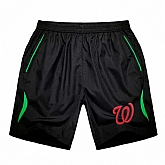 Men's Washington Nationals Black Green Stripe MLB Shorts